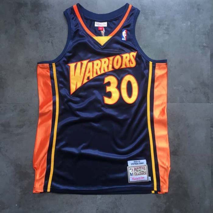 2009-2010 M&N Warriors Curry #30 Retro Top Quality Dense Embroidery NBA Jersey
