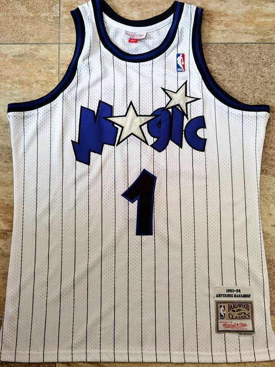 1993-1994 M&N Magic Hardaway #1 White Retro Top Quality Dense Embroidery NBA Jersey