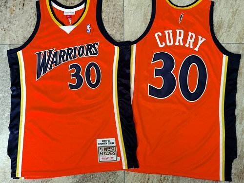2009-2010 M&N Warriors Curry #30 Orange Retro Top Quality Dense Embroidery NBA Jersey