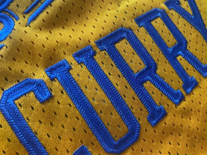 2019-2020 M&N Warriors Curry #30 Yellow Retro Top Quality Dense Embroidery NBA Jersey