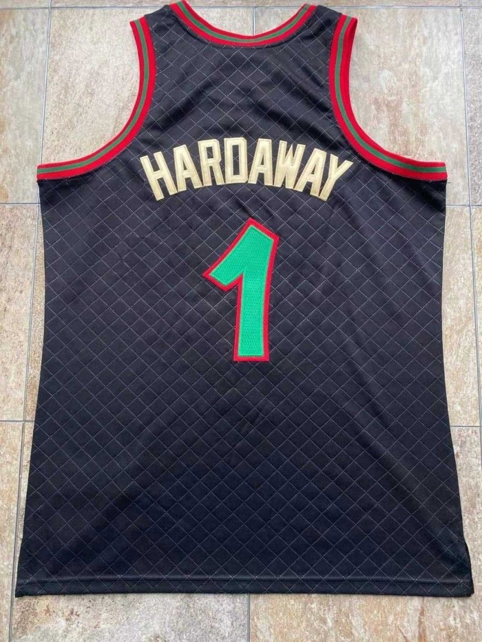 1993-1994 M&N Magic Hardaway #1 Black Naples Retro Top Quality Dense Embroidery NBA Jersey