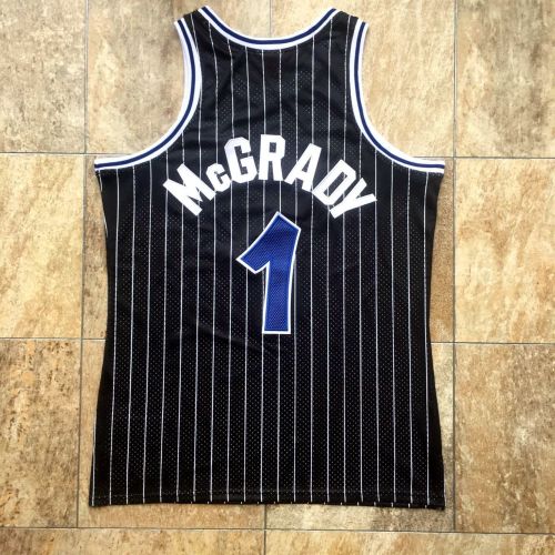 2003-2004 M&N Magic Mcgrady #1 Black Retro Top Quality Dense Embroidery NBA Jersey