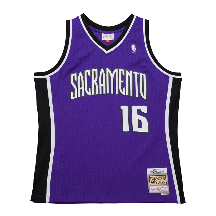2002-2003 M&N Kings Stojakovic #16 Purple Retro Top Quality Dense Embroidery NBA Jersey