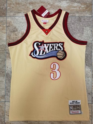 NBA 1997-1998 M&N Sixers Iverson #3 Special Edition Retro Top Quality Dense Embroidery Jersey