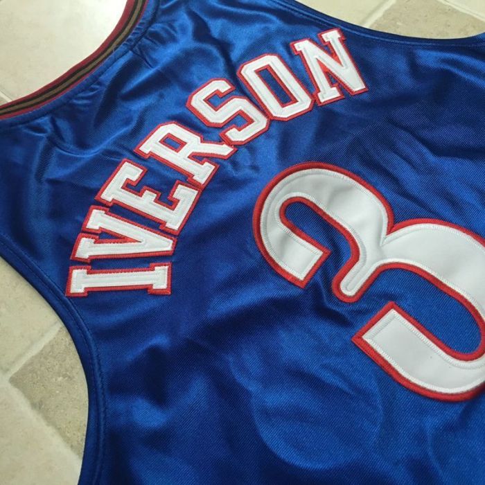 Sixers Iverson #3 Blue Retro Top Quality Dense Embroidery NBA Jersey