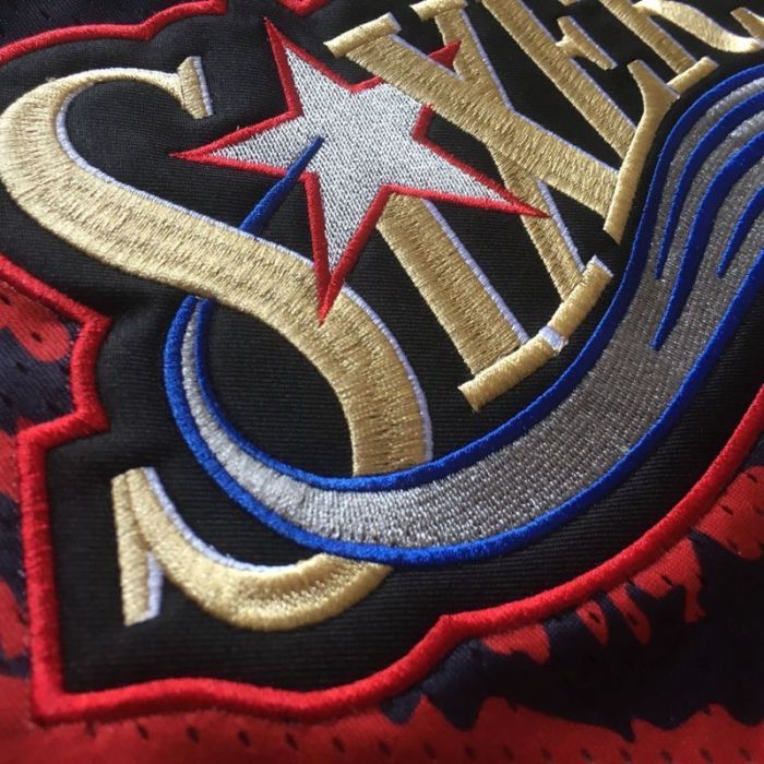 NBA 1997-1998 M&N Sixers Iverson #3 Independence Swingman Retro Top Quality Dense Embroidery Jersey
