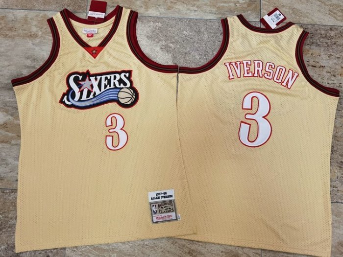NBA 1997-1998 M&N Sixers Iverson #3 Special Edition Retro Top Quality Dense Embroidery Jersey