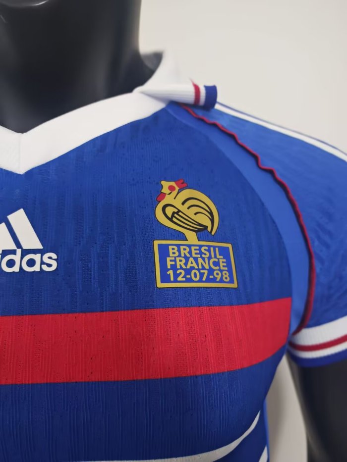 1998 France Home Player Version Retro Soccer Jersey*球员