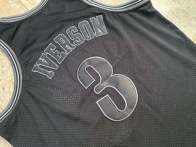 NBA 1997-1998 M&N Sixers Iverson #3 Black Retro Top Quality Dense Embroidery Jersey