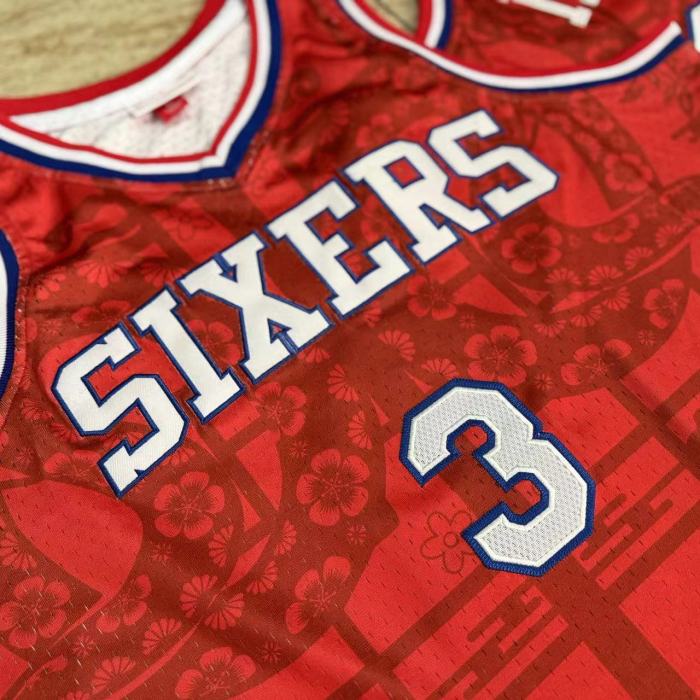 2002-2003 M&N Sixers Iverson #3 Snake Year Retro Top Quality Dense Embroidery NBA Jersey