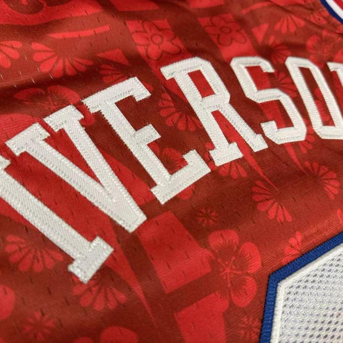 2002-2003 M&N Sixers Iverson #3 Snake Year Retro Top Quality Dense Embroidery NBA Jersey
