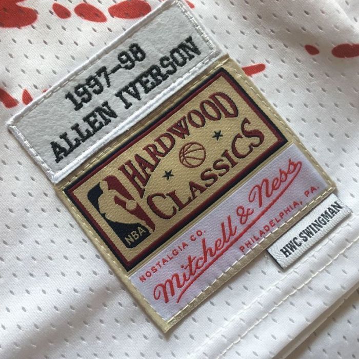 NBA 1997-1998 M&N Sixers Iverson #3 Independence Swingman Retro Top Quality Dense Embroidery Jersey