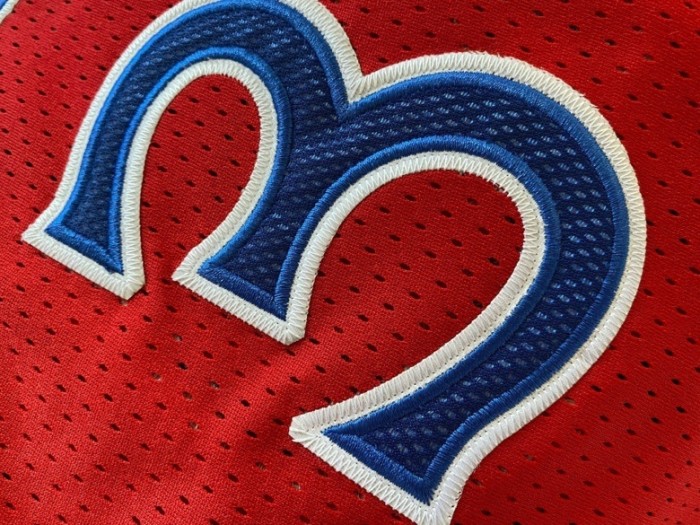 1996-1997 M&N Sixers Iverson #3 Red Retro Top Quality Dense Embroidery NBA Jersey