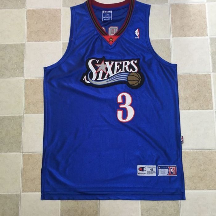 Sixers Iverson #3 Blue Retro Top Quality Dense Embroidery NBA Jersey