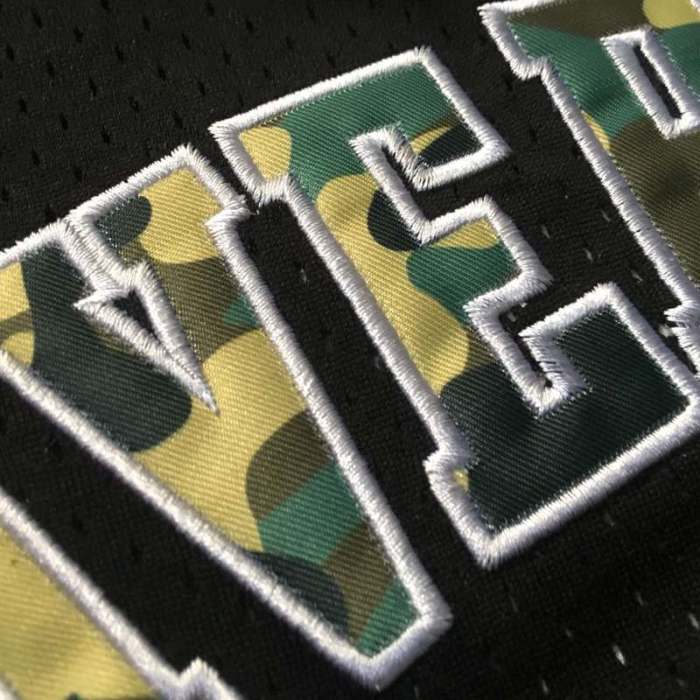 2000-2001 M&N Sixers Iverson #3 Camouflage Black Retro Top Quality Dense Embroidery Jersey