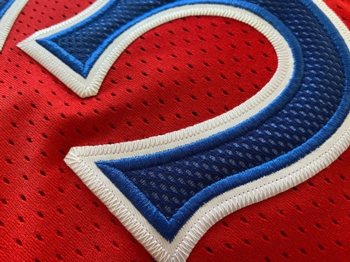 1996-1997 M&N Sixers Iverson #3 Red Retro Top Quality Dense Embroidery NBA Jersey