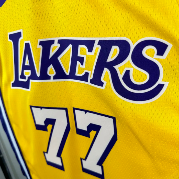 Lakers DONCIC #77 Yellow Top Quality Hot Pressing NBA Jersey(V领)