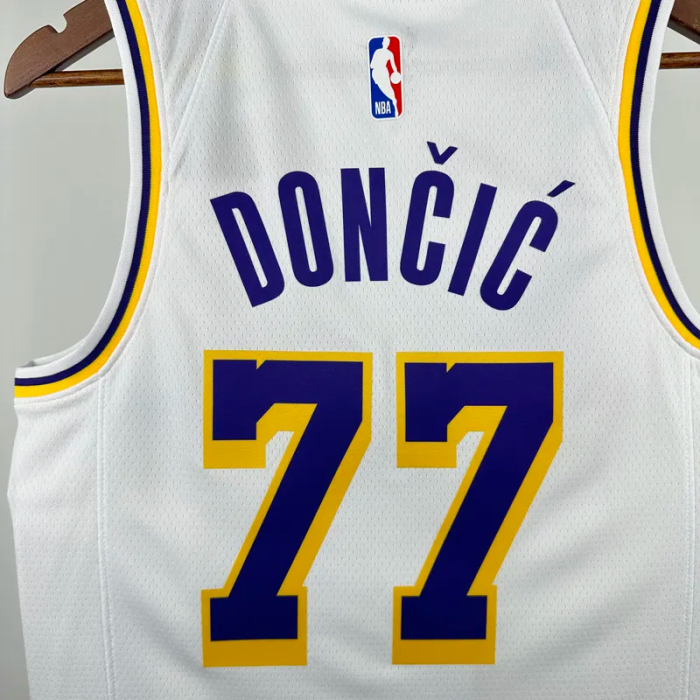 22-23 Lakers DONCIC #77 White Top Quality Hot Pressing NBA Jersey(圆领)