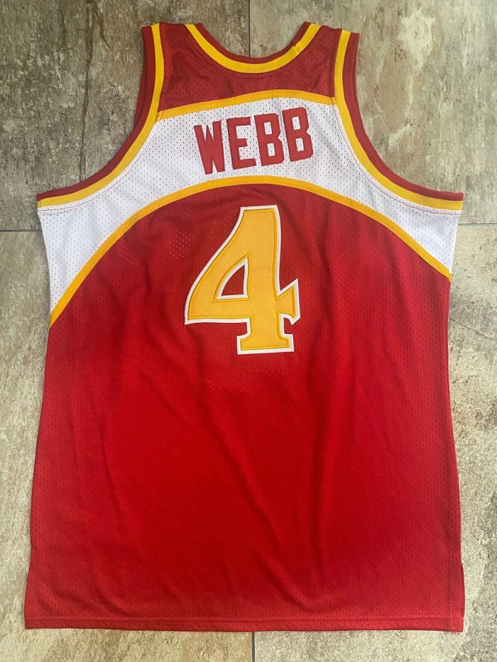 1986-1987 M&N Hawks Webb #4 Retro Top Quality Dense Embroidery NBA Jersey