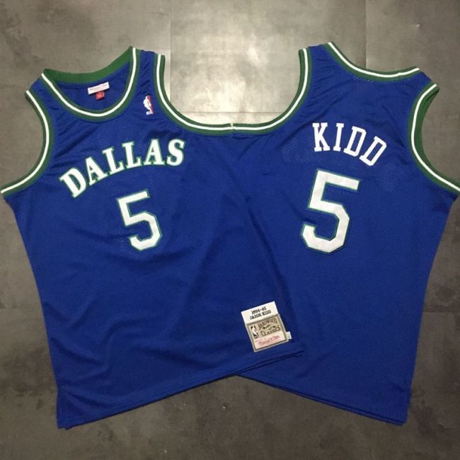 1994-1995 M&N Dallas Kidd #5 Retro Top Quality Dense Embroidery NBA Jersey