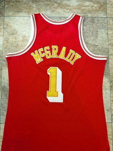 2004-2005 M&N Rockets Mcgrady #1 Red Retro Top Quality Dense Embroidery NBA Jersey