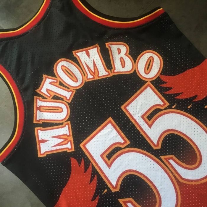 1996-1997 M&N Hawks Mutombo #55 Retro Top Quality Dense Embroidery NBA Jersey