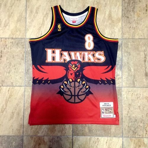 1996-1997 M&N Hawks Smith #8 Retro Top Quality Dense Embroidery NBA Jersey