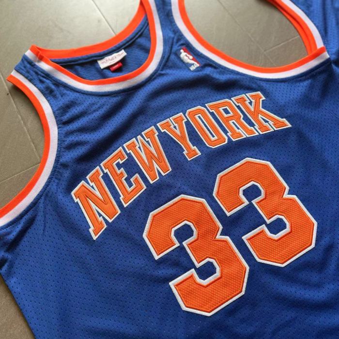 1991-1992 M&N The Knicks Ewing #33 Retro Top Quality Dense Embroidery NBA Jersey