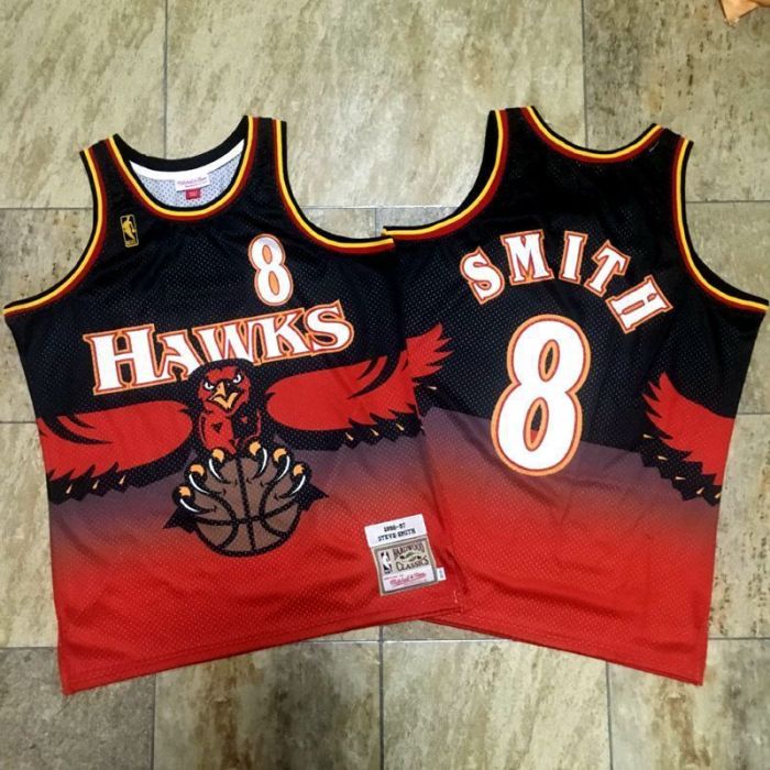 1996-1997 M&N Hawks Smith #8 Retro Top Quality Dense Embroidery NBA Jersey