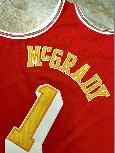 2004-2005 M&N Rockets Mcgrady #1 Red Retro Top Quality Dense Embroidery NBA Jersey