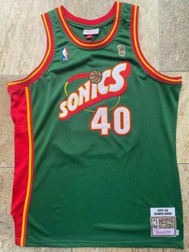 1995-1996 M&N Supersonics Camp #40 Retro Top Quality Dense Embroidery NBA Jersey