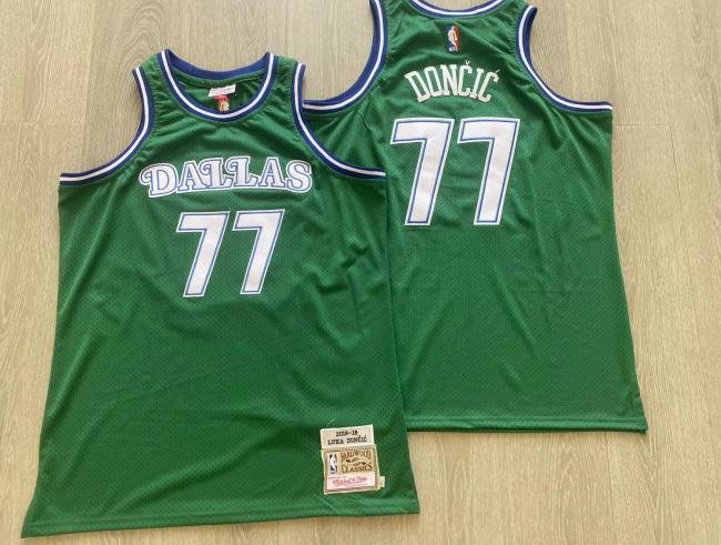 2018-2019 M&N Dallas Doncic #77Green Retro Top Quality Dense Embroidery NBA Jersey