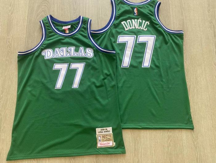 2018-2019 M&N Dallas Doncic #77Green Retro Top Quality Dense Embroidery NBA Jersey