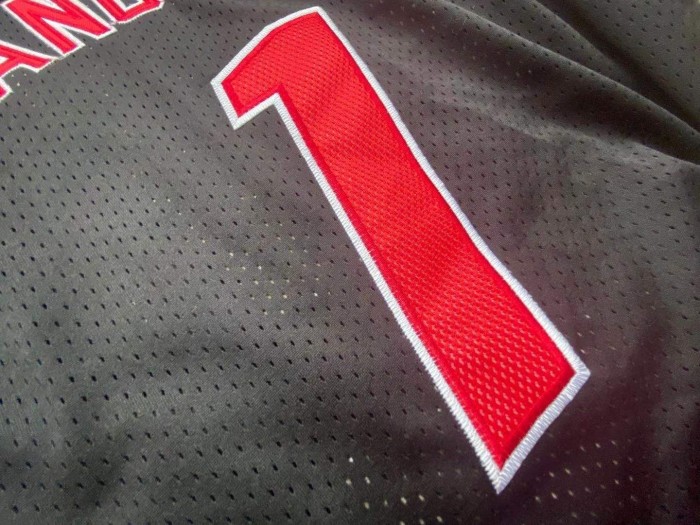 Heat BR Another #1 Black Retro Top Quality Dense Embroidery NBA Jersey