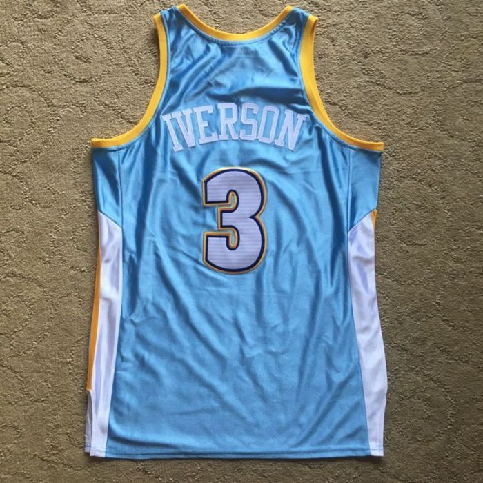 2006-2007 M&N Nuggets Iverson #3 Blue Retro Top Quality Dense Embroidery NBA Jersey