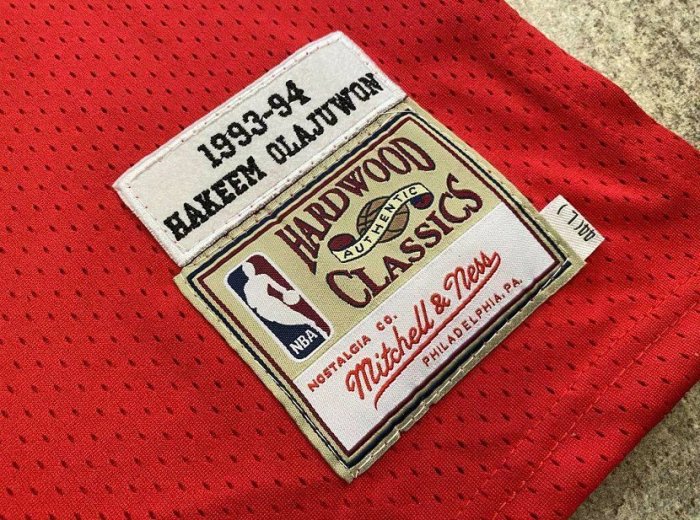 1993-1994 M&N Rockets Olajuwon #34 Red Retro Top Quality Dense Embroidery NBA Jersey