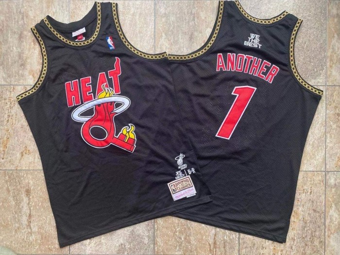 Heat BR Another #1 Black Retro Top Quality Dense Embroidery NBA Jersey