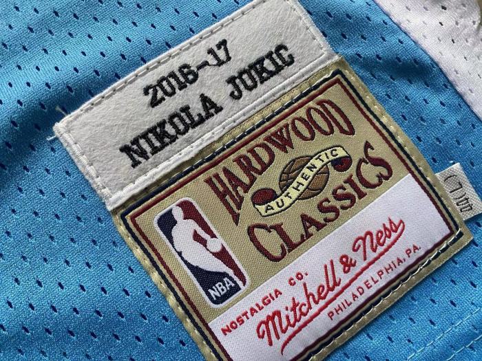 2016-2017 M&N Nuggets Jokic #15 Blue Retro Top Quality Dense Embroidery NBA Jersey