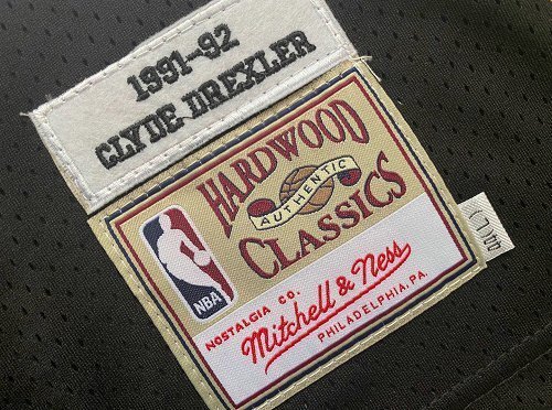 1991-1992 M&N Trail Blazers Drexler #22 Black Retro Top Quality Dense Embroidery NBA Jersey