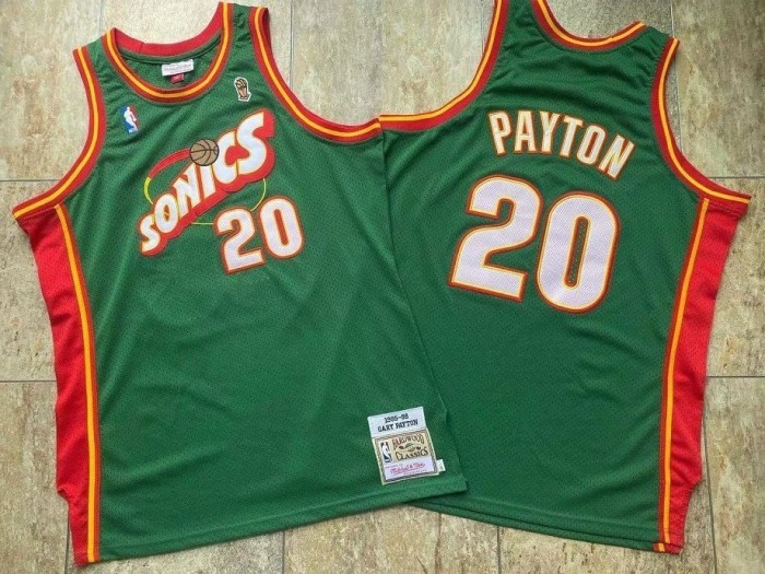 1995-1996 M&N Supersonics Peyton #20 Retro Top Quality Dense Embroidery NBA Jersey