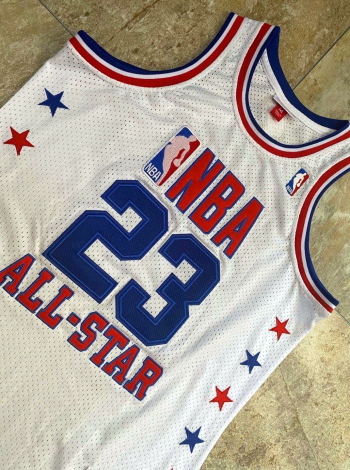 2003 M&N All Stars Jordan #23 White Retro Top Quality Dense Embroidery NBA Jersey
