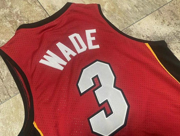 2005-2006 M&N Heat Wade #3 Red Retro Top Quality Dense Embroidery NBA Jersey