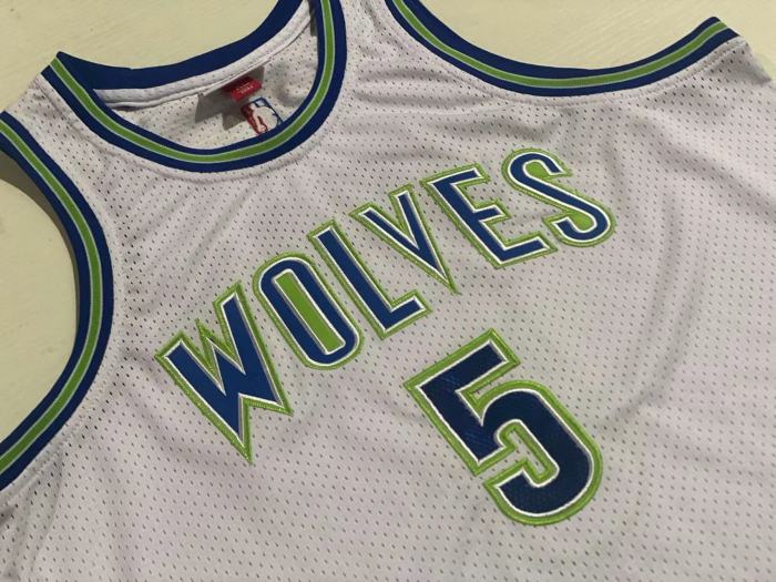 2023-2024 M&N Wolves Edwards #5 Retro Top Quality Dense Embroidery NBA Jersey