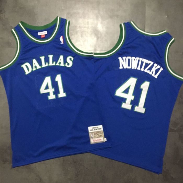 1998-1999 M&N Dallas Nowitzki #41 Retro Top Quality Dense Embroidery NBA Jersey