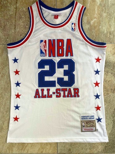 2003 M&N All Stars Jordan #23 White Retro Top Quality Dense Embroidery NBA Jersey