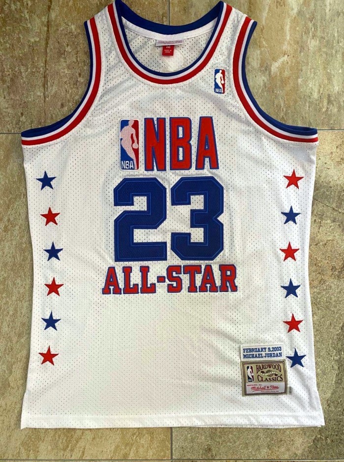 2003 M&N All Stars Jordan #23 White Retro Top Quality Dense Embroidery NBA Jersey