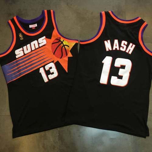 1996-1997 M&N Suns Nash #13 Black Retro Top Quality Dense Embroidery NBA Jersey