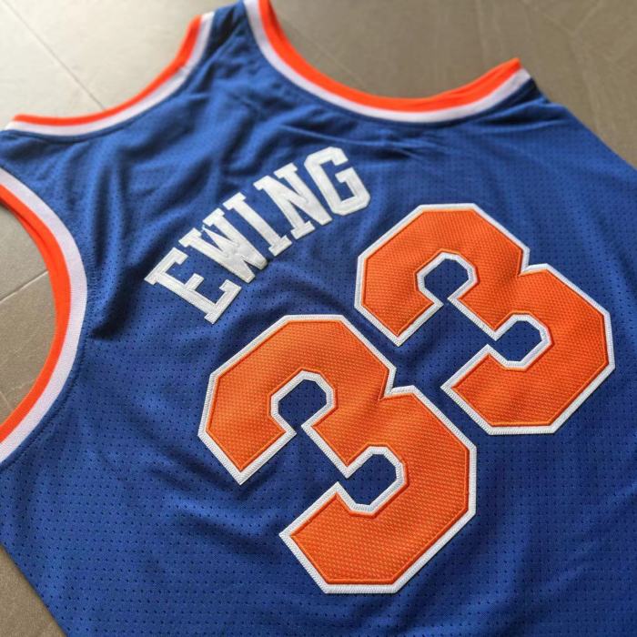 1991-1992 M&N The Knicks Ewing #33 Retro Top Quality Dense Embroidery NBA Jersey