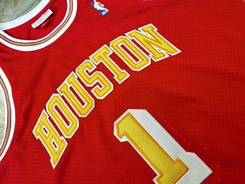 2004-2005 M&N Rockets Mcgrady #1 Red Retro Top Quality Dense Embroidery NBA Jersey