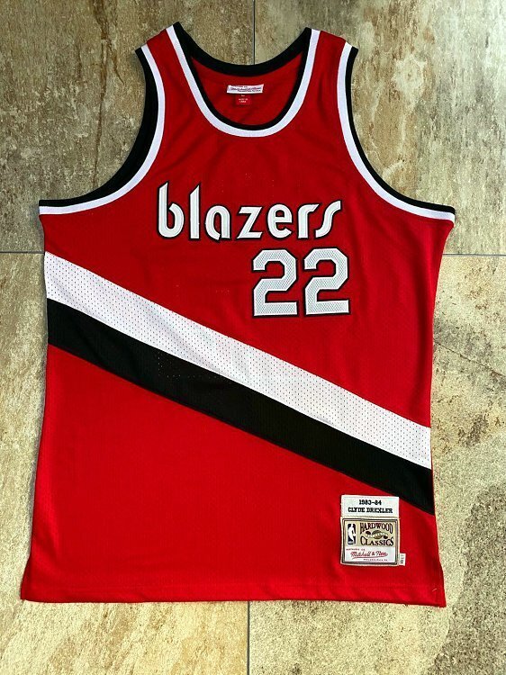 1983-1984 M&N Trail Blazers Drexler #22 Red Retro Top Quality Dense Embroidery NBA Jersey